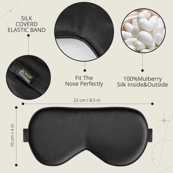 BOKOR Silk Sleep Mask - 100% Mulberry Silk Luxury Eye Cover - Picture 3 of 7